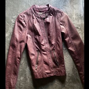 Maroon colored leather jacket